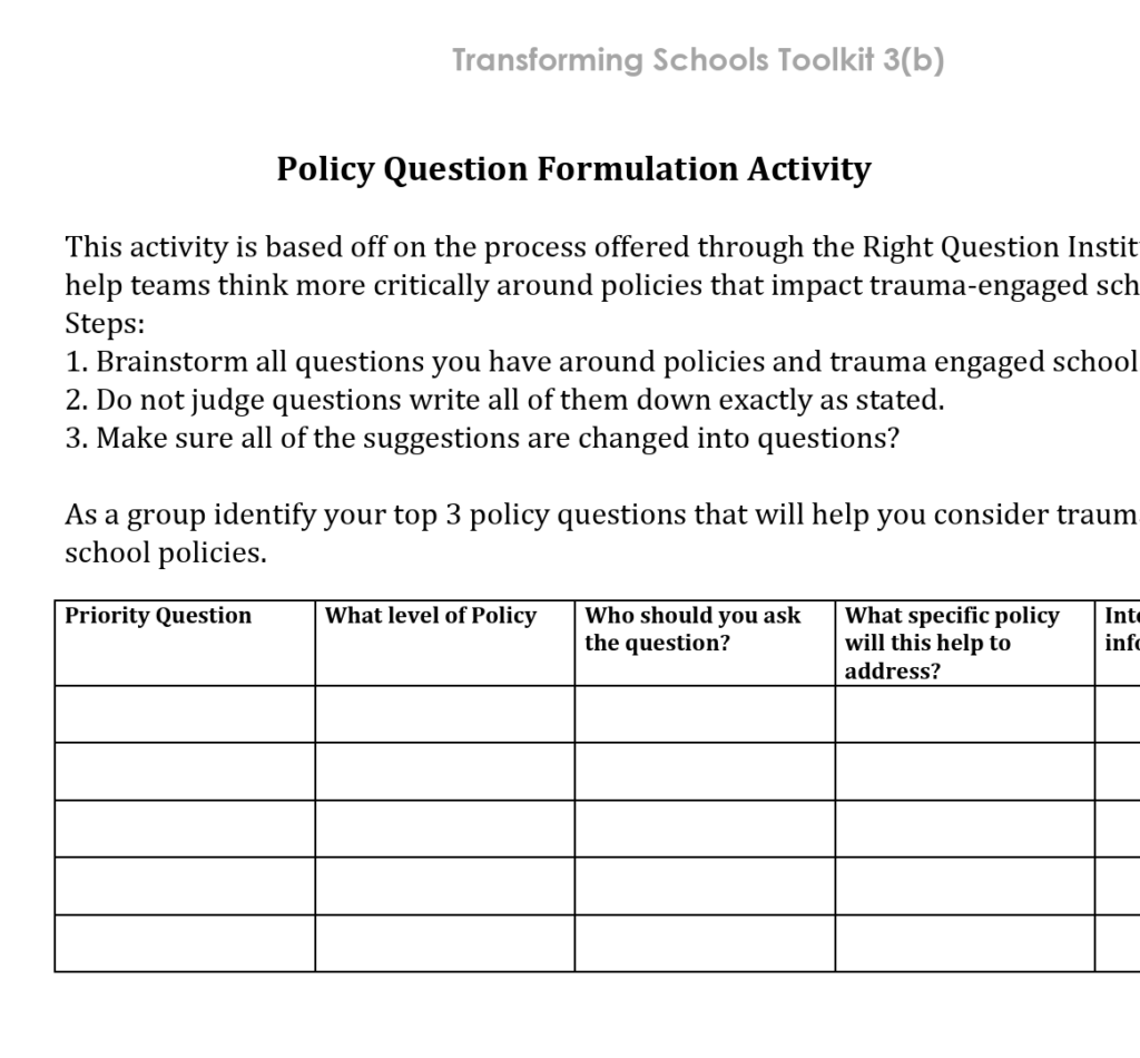 Policy Question Formulation Activity